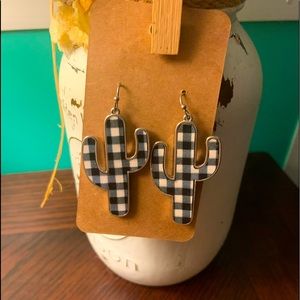 Black and White Checkered Fall Earrings 
 NEW